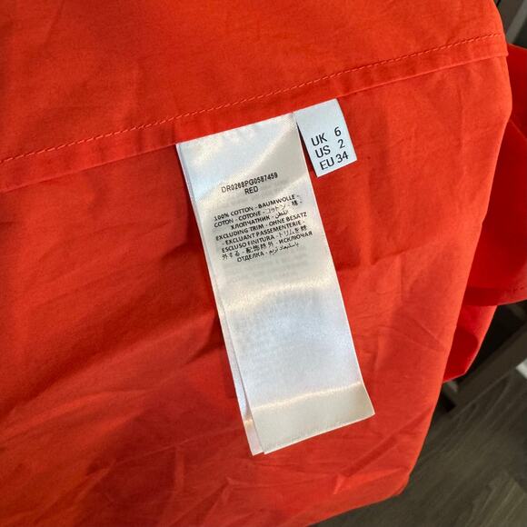 JW Anderson Asymmetric Cutout Midi Dress NEW Slit Detail V-Neckline Red Orange 2 - Picture 7 of 7